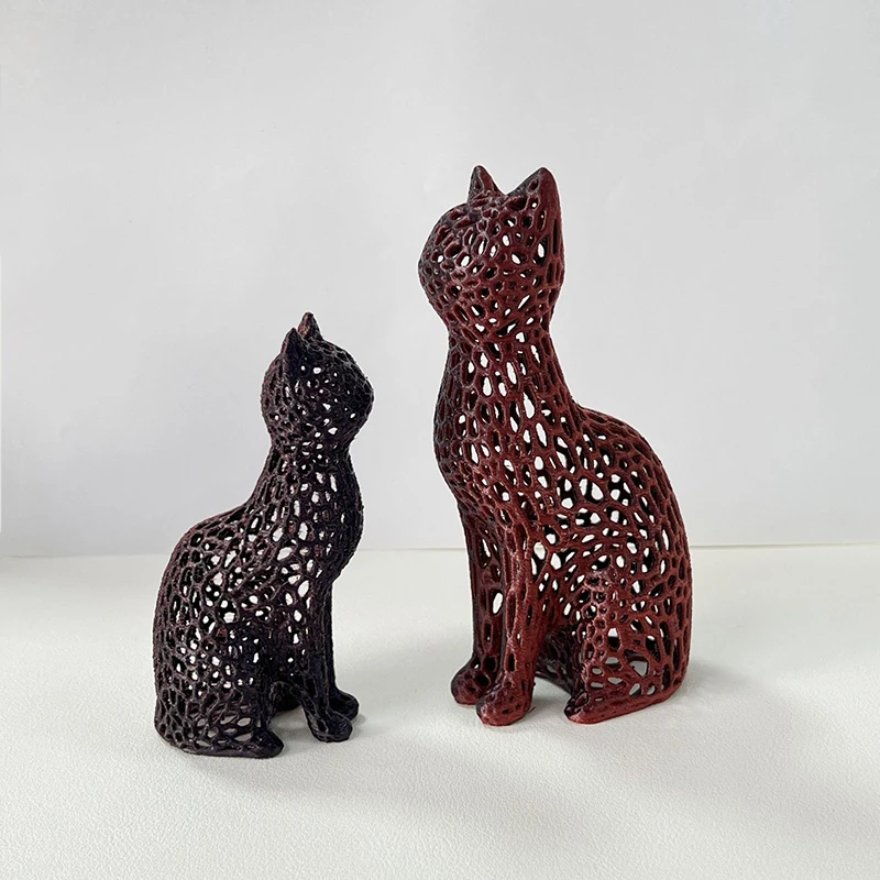중공 고양이 조각상 수집용 3D 프린트 고양이 조각상, 홈 오피스 데스크탑 고양이 장식, 고양이 애호가