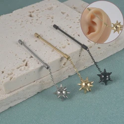 Unique Surgical Steel Chain Drop Earring Meteor Hammer Shaped Dangle Earrings Jewelry Fashionable Accessory for Women