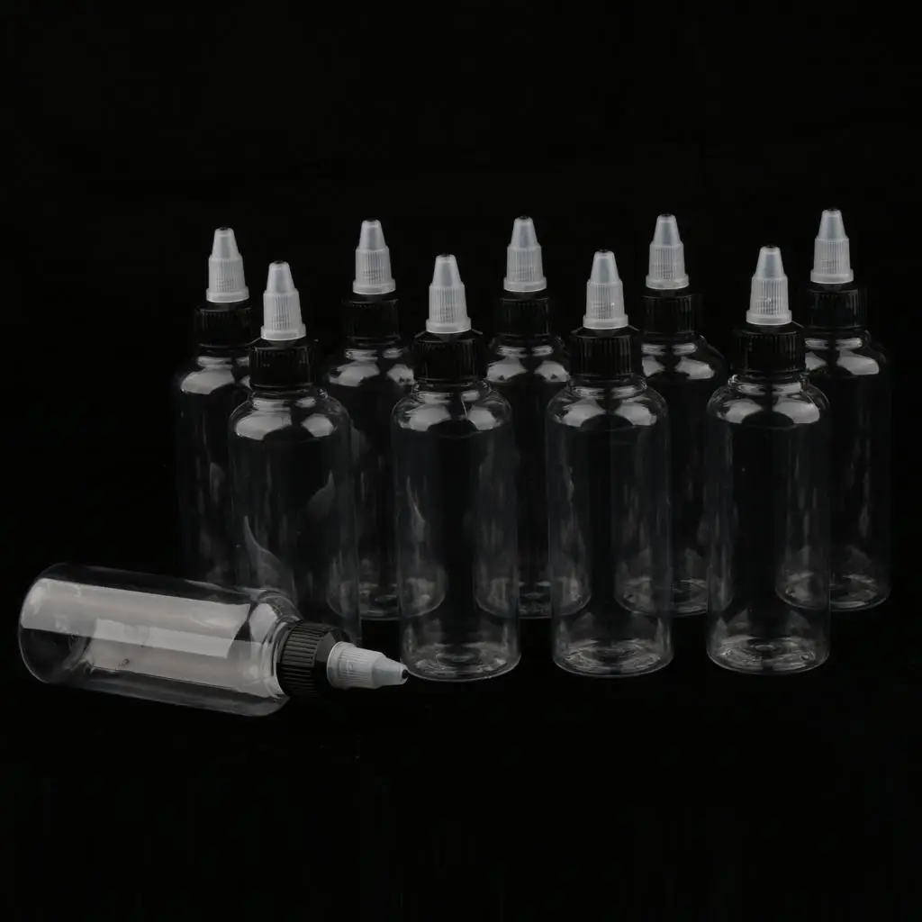 Plastic Bottle Twist Top Cap 100ml PET Needle Nozzle Leak Proof Squeeze Container for Solvents Paint Glue