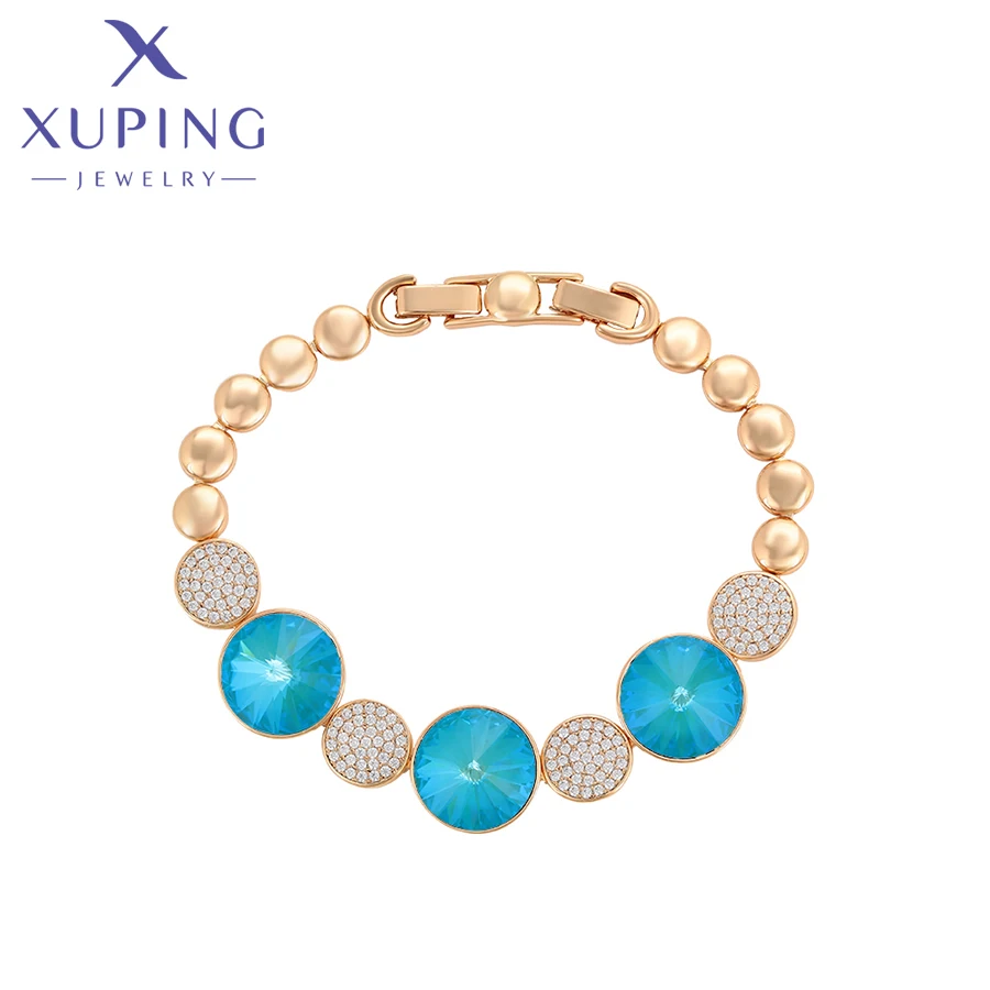 Xuping Jewelry New Arrival Luxury Round Elegant Crystal Bracelet for Women Girl Mother's Day Gift