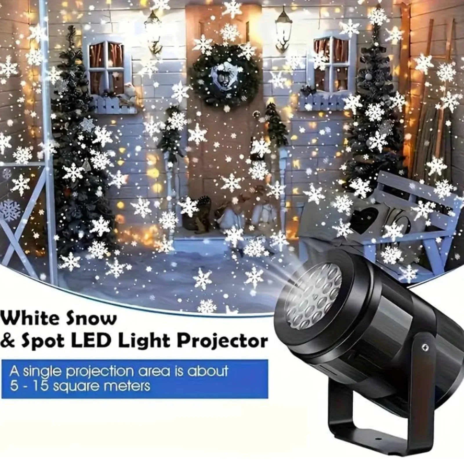 Indoor Snowflake Christmas Projector Light–Lightweight USBPowered LED Snowfall Lamp for Walls,Rotating Holiday Display for Home