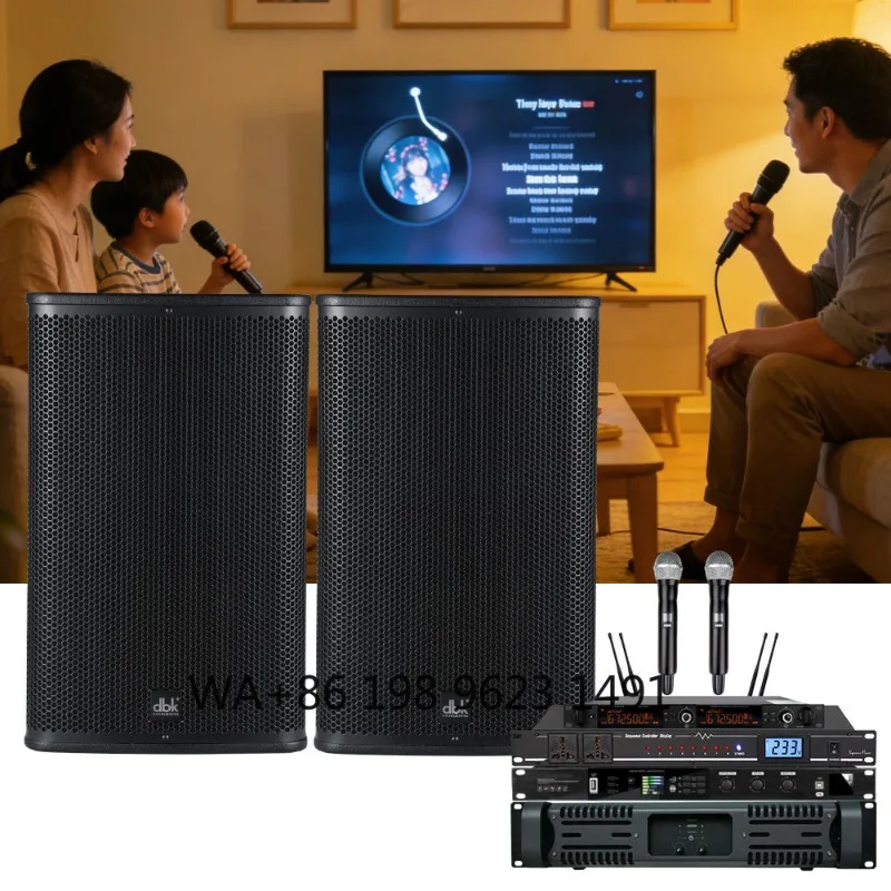 12 Inch 2 Way Full Range DJ Speaker Set Amplifier Preamplifier Karaoke Conference Hall Stage Audio Equipment