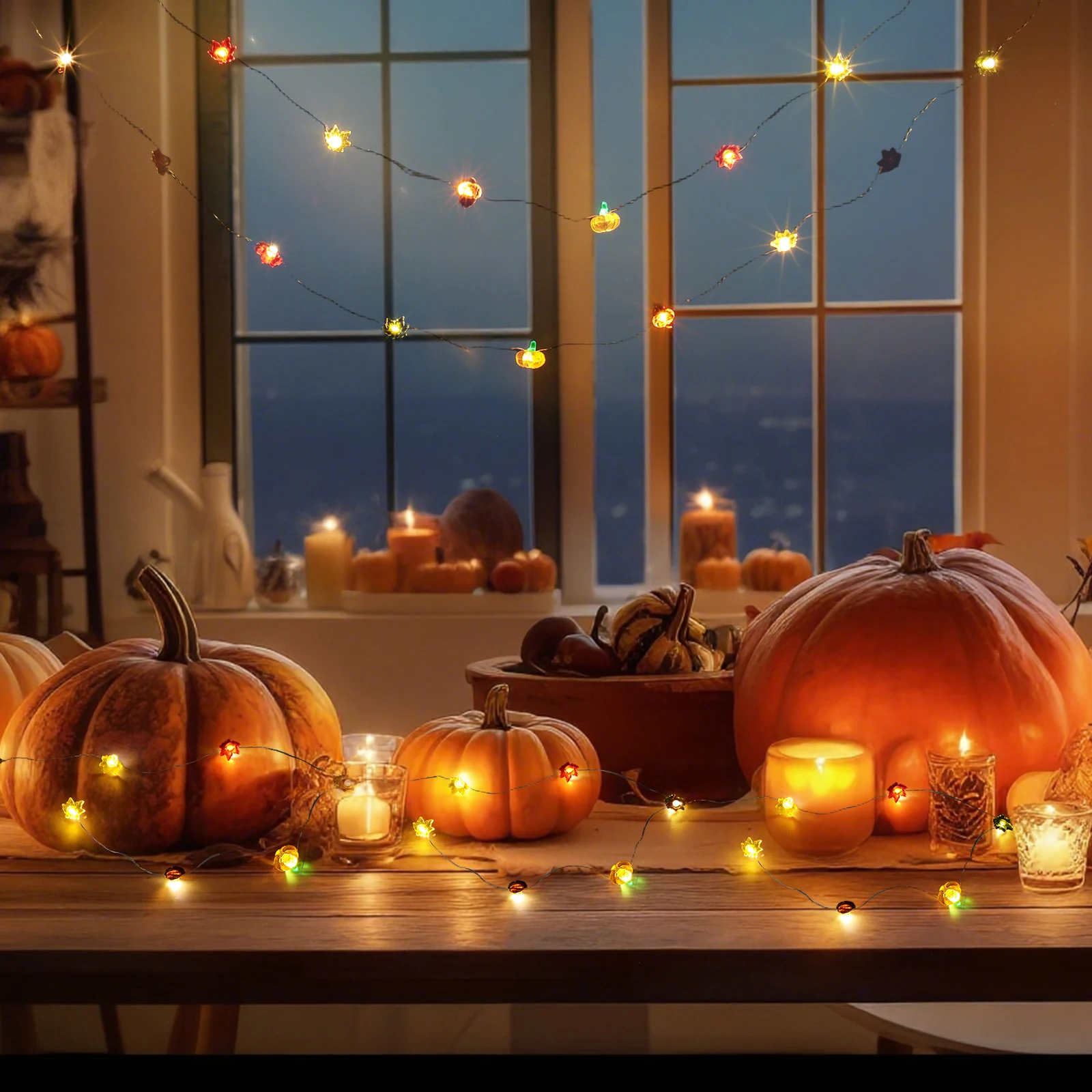 

Halloween Indoor LED Copper Wire String Light Fall Bedroom Autumn Decoration Party Thanksgiving Light Fall Decorative Lights