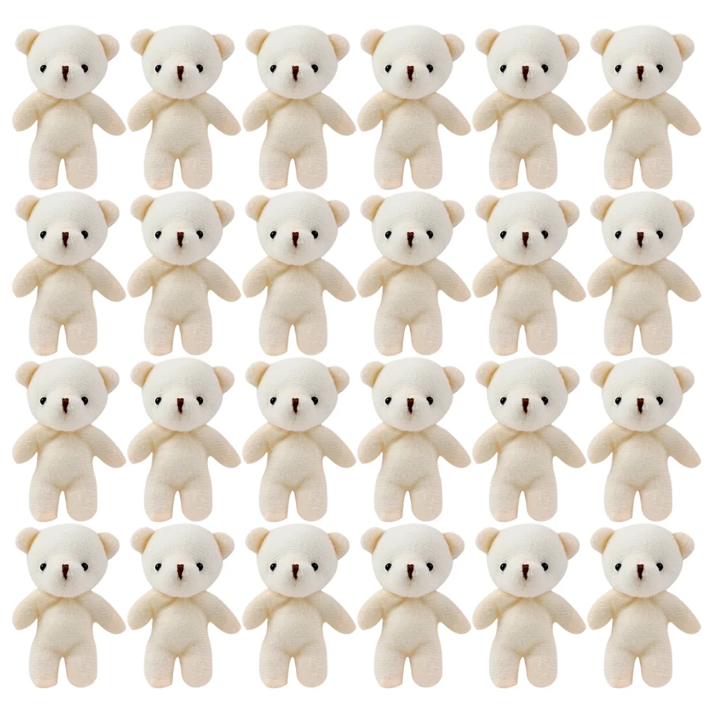 24 Pcs Mini Plush Bear Keychain Pendants Wear-resistant Tiny Bears Decor Hanging Figurines