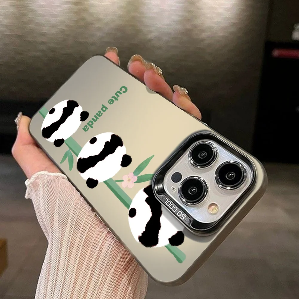 Case For Oppo Reno12 Pro 11 12 F 4G 5G A60 A57 A77 A79 A38 A54S Cute Panda Cover For Oppo A15 A16S A17K Shockproof IMD Plating