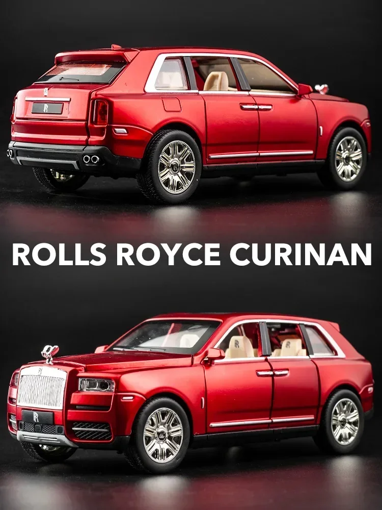 Rolls Royce Cullinan Diecast Metal Miniature Car Model Puxar, luz e som, porta aberta, luxo, presente de coleção para menino, 1:24