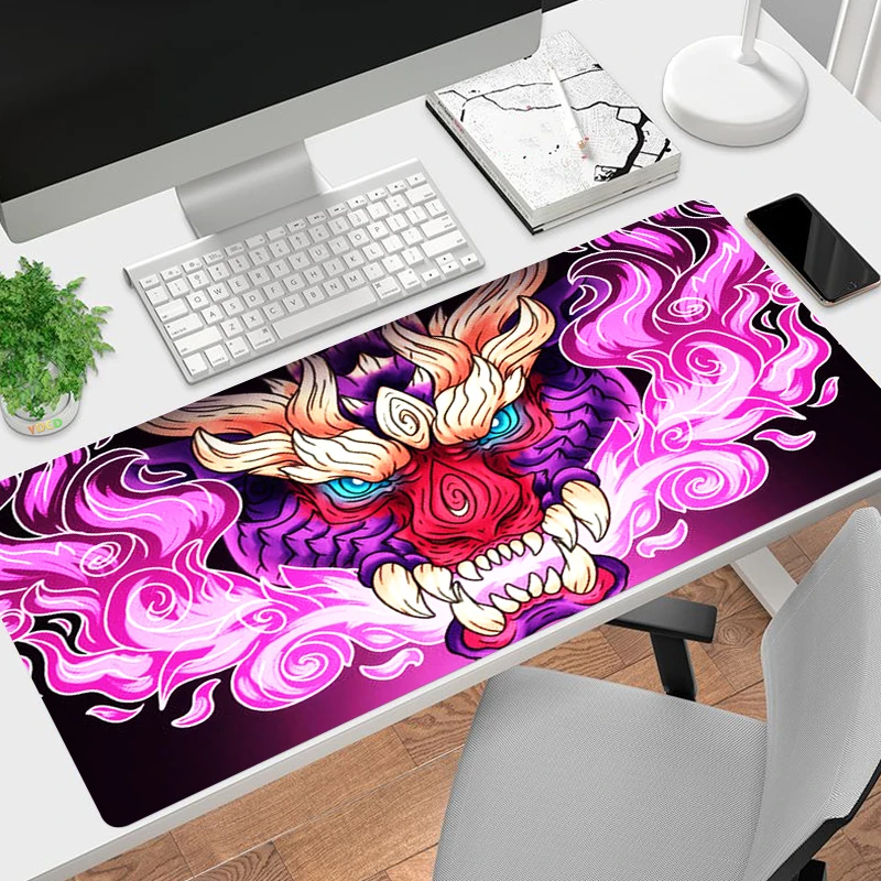 

Dragon Tiger Samurai Mask Mouse Pad for Office Computer Laptop Mouse Mat Gamers Keyboard Non-Slip Rubber Desk Mat Accessories
