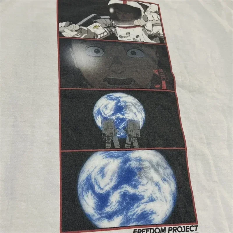 SAINT MICHAEL Washed White T Shirts Men Women 1:1 Best Quality Logo Printing Pure Cotton Oversized T Shirt