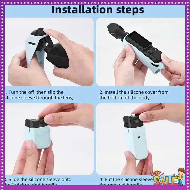 AA87 Funda para DJI Osmo Pocket 3 Funda protectora de silicona suave con funda para el cuerpo, cubierta protectora de lente, fundas de agarre A-Blue