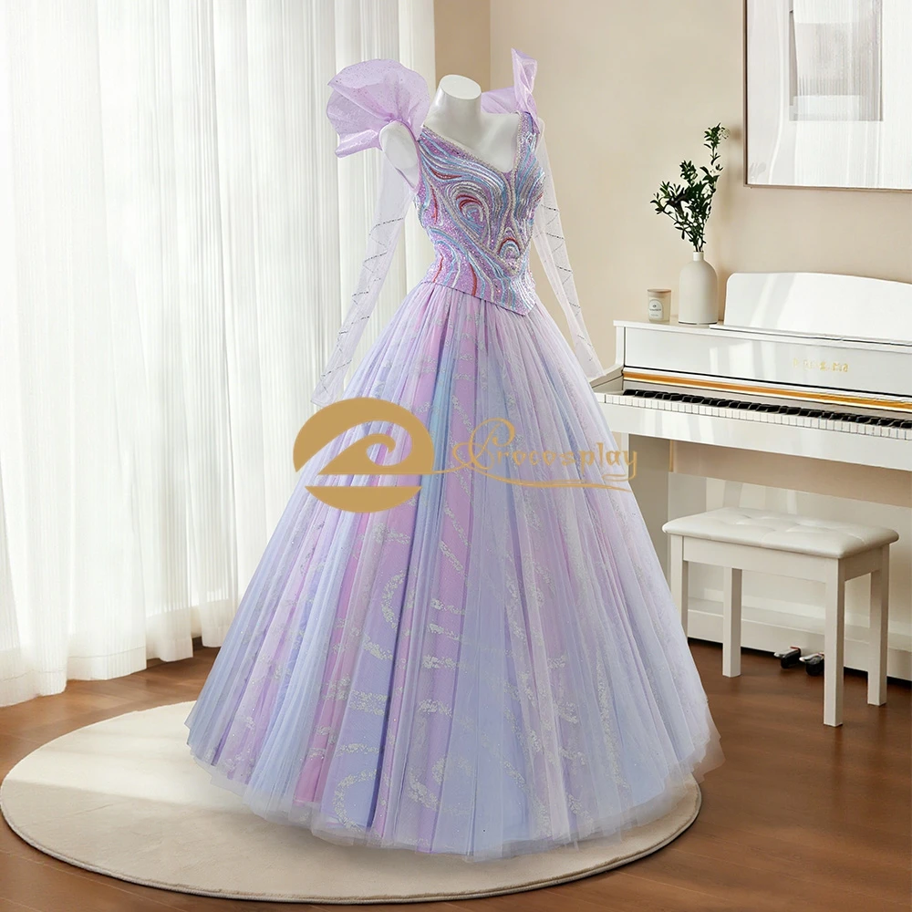 Costume de Cosplay Glinda, broderie violette et bleue, tenue améliorée, haut et jupe pour femmes, jeu de rôle
