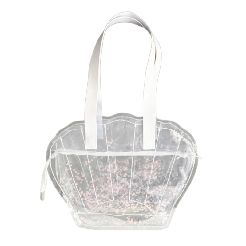 Women PVC Handbag Swimming Bag Large Capacity Shoulder Bag Clear Beach Bag Dropship