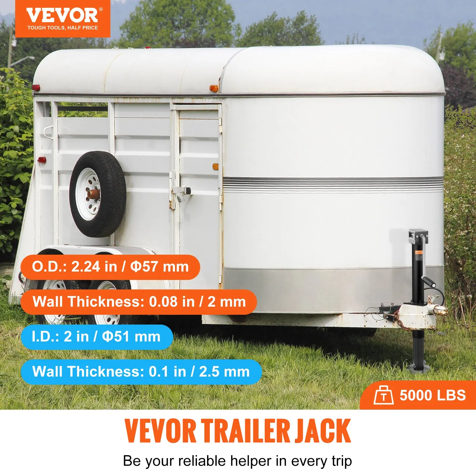 VEVOR 5000 lbs A-Frame Trailer Jack, 15