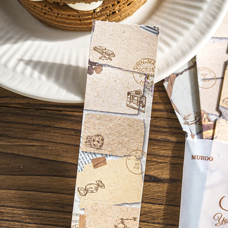 12pcs Retro Strip Label Material Paper Creative Handbook Collage DIY Junk Journal Scrapbook Material Aesthetic Craft Paper