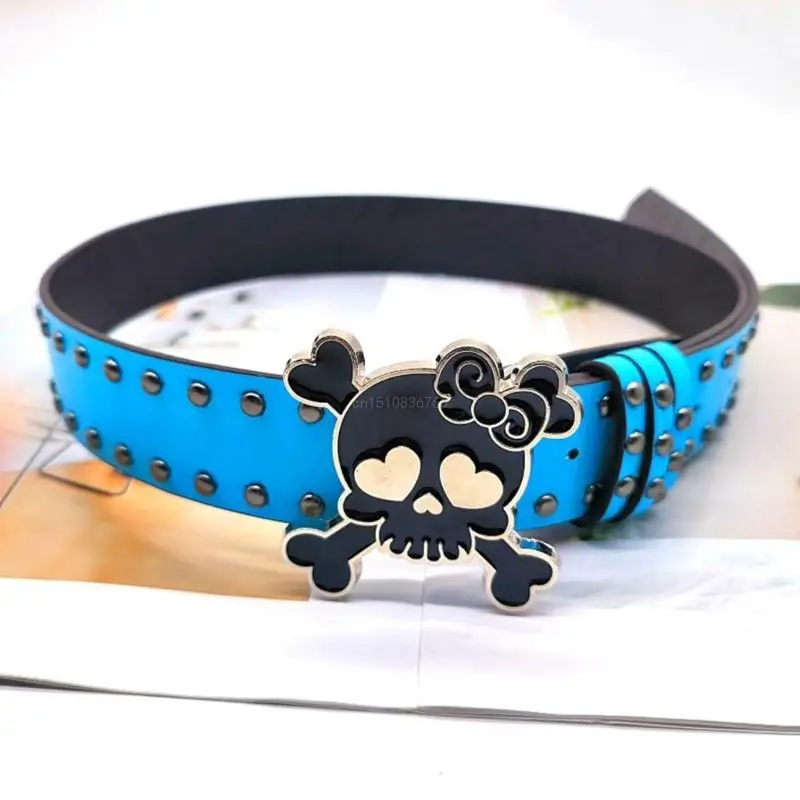 Gothic Rivet Vintage Waist Chain Belt For Women Sexy Y2K Unisex Skull Devil Goth Belt 2000s