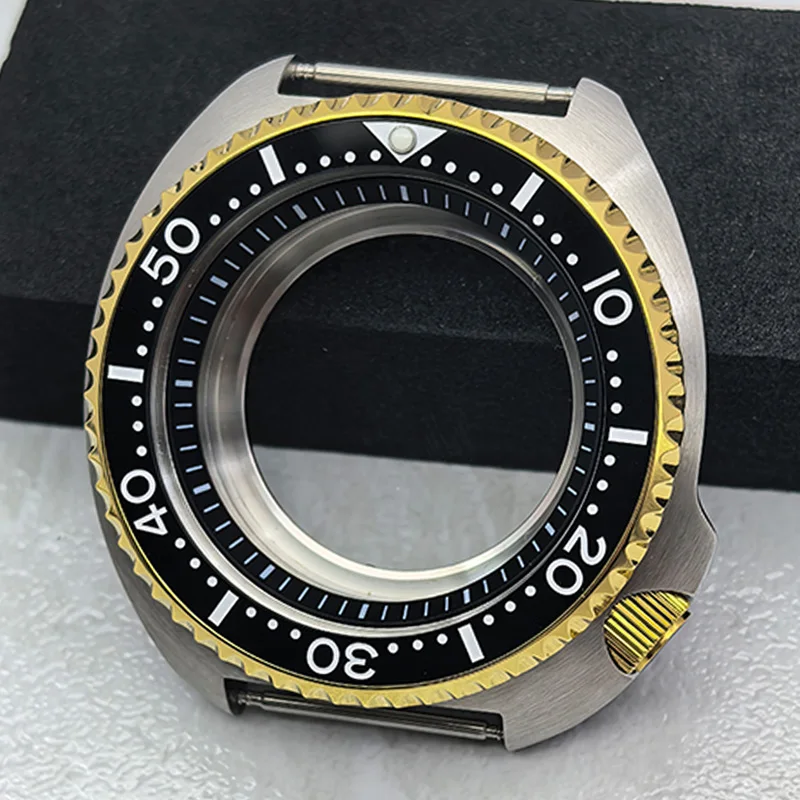 Mod 44MM Sapphire Crystal Glass Case NH35 Case Fits 6105 6309 Turtle Abalone Case Replace 7S26 NH35 NH36 4R Movement 28.5MM Dial