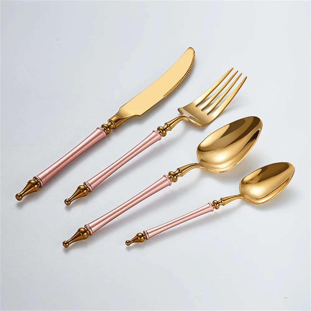 Legendary Tableware Western Fork Gold Restaurant Steak Knife Fork Spoon Kitchen Dinnerware Teaspoon Portable Stainless Steel