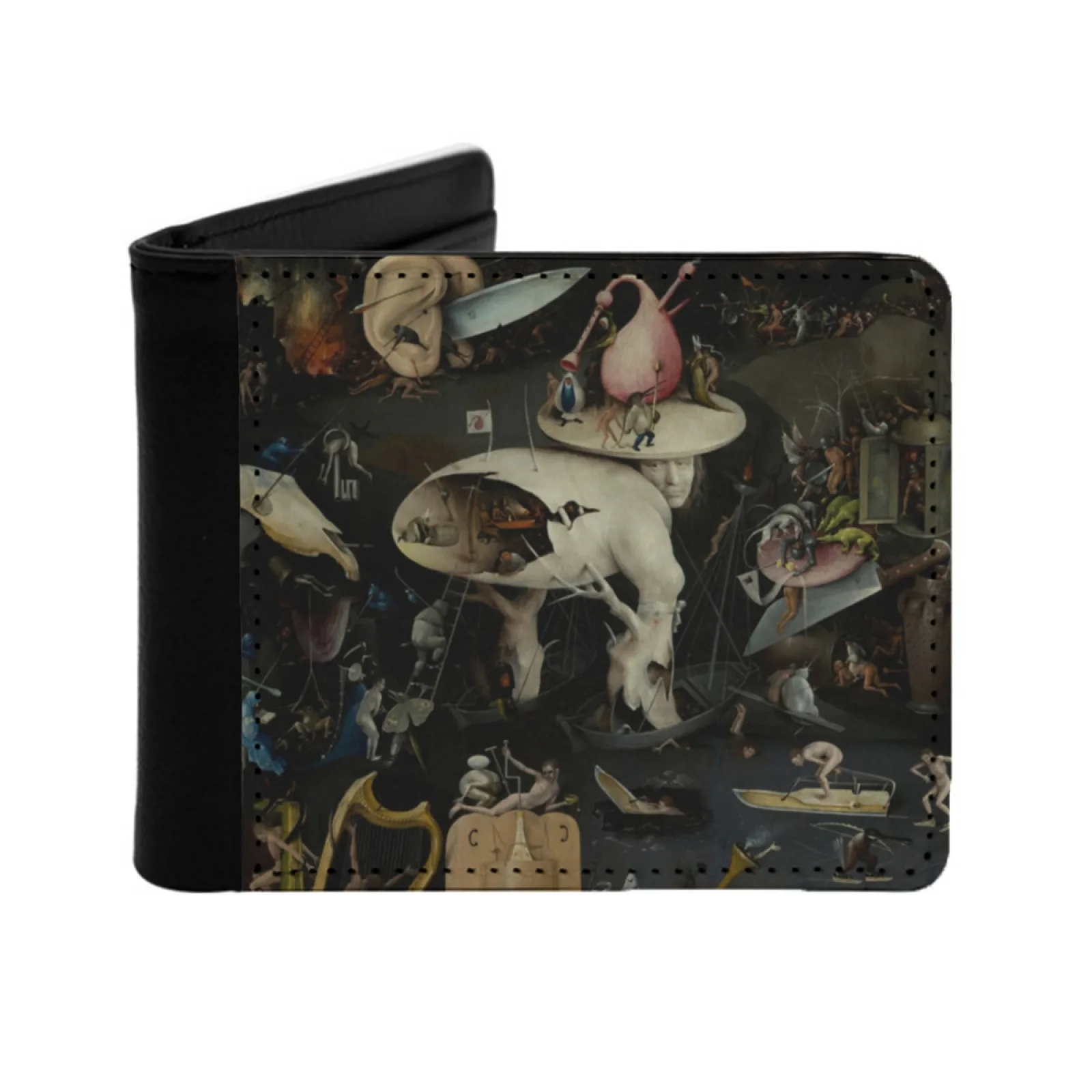 Hieronymus Garden Of Earthly Delights Panel 3 Personalized Men's Leather Wallet Credit Card Pouch Purse Hieronymus Garden Of