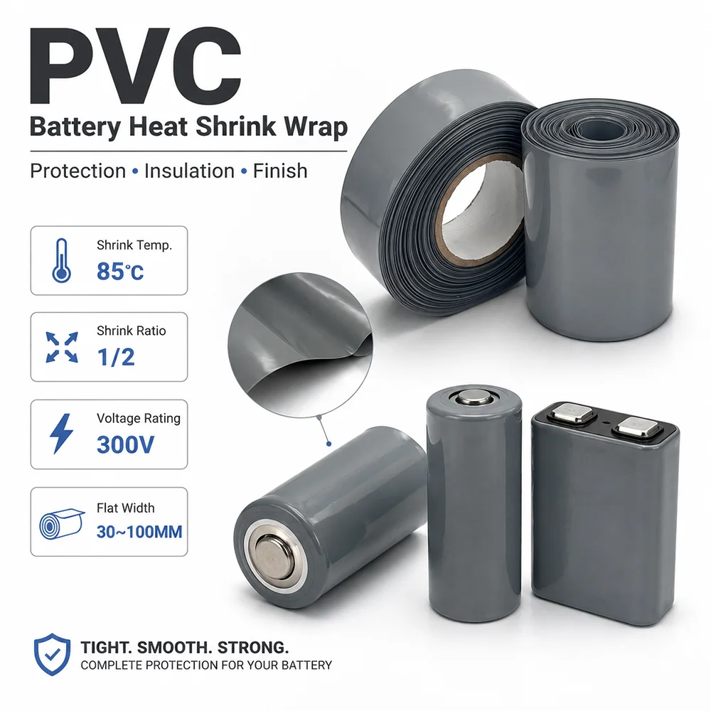 Gray PVC Heat Shrink Tube Wide 30mm-100mm Flame retardant/insulated/electronic wire waterproof shrink tubing