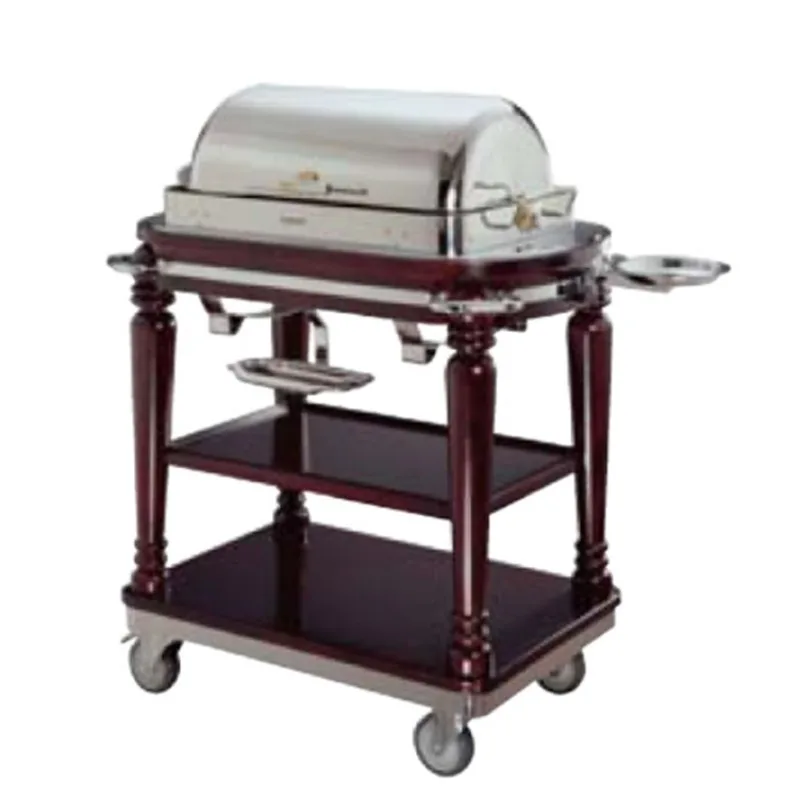 Manufacturer supply wholesale hotel buffet cart high-end mobile trolley luxury long/round buffet cart