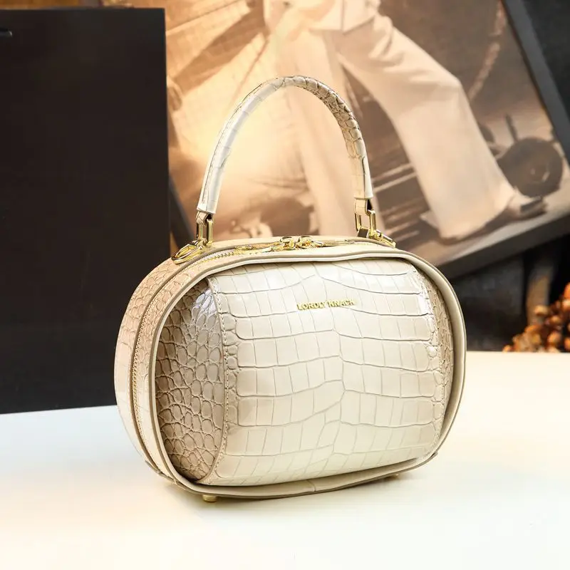 

Designer Brand New Summer Leather Mini Handbag Original Alligator Print Shoulder Small Round Bags for Women Сумка Женская