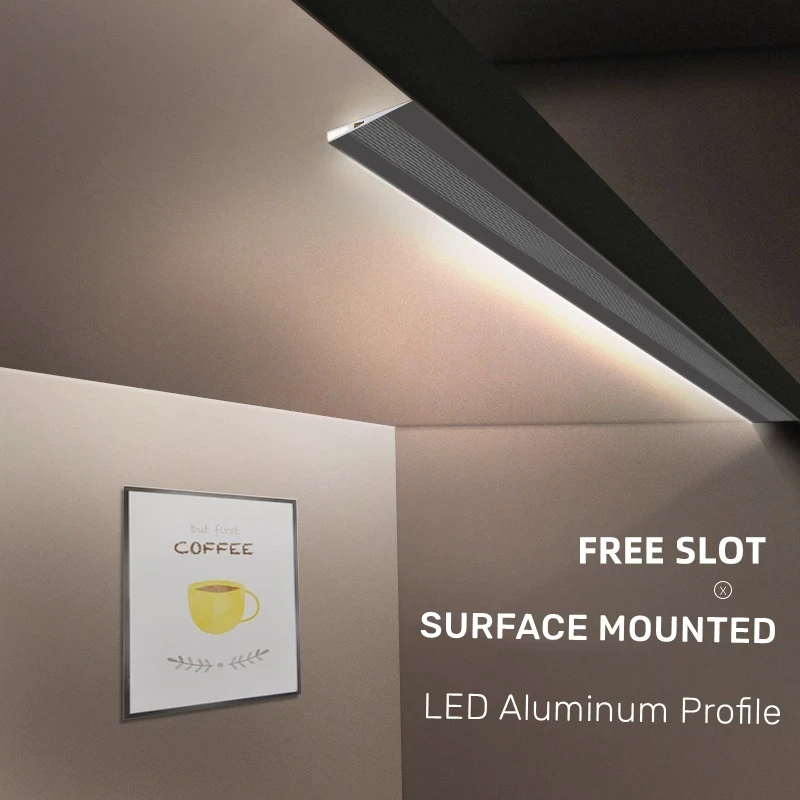 1M/10PCS 7mm Ultra-Thin LED Aluminum Profile Surface Mounted Cabinet Lamp 45 Degree Hidden Wardrobe Edge Shelf Panel Strip Light