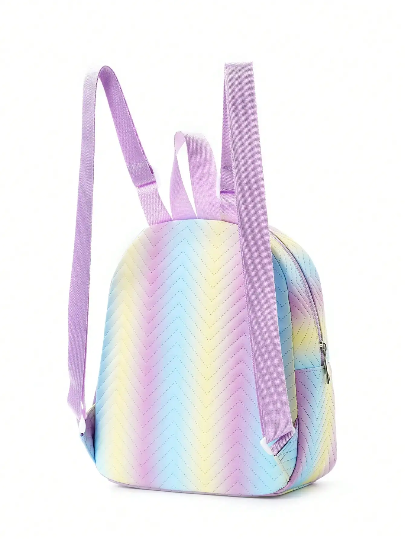 Girls Ombre Classic Backpack Chevron Detail Adjustable Strap with Zipper PU Medium