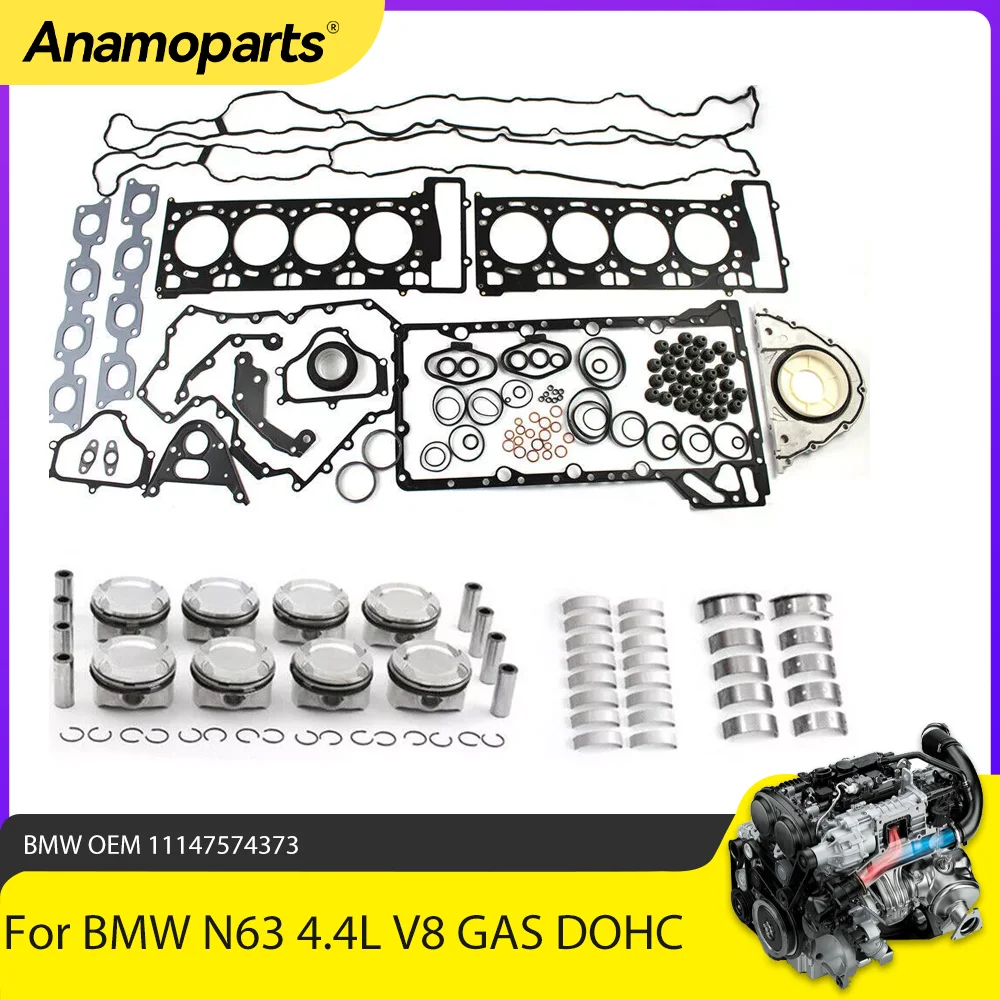 

Комплект для ремонта двигателя подходит для 4,4 л N63 для BMW 550i 650i X5 X6 N63B44 4.4L V8 GAS 11147574373 поршневые кольца комплект прокладок