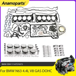 Engine Overhaul Rebuild Kit Fit 4.4 L N63 For BMW 550i 650i X5 X6 N63B44 4.4L V8 GAS 11147574373 Piston Rings Head Gasket Set