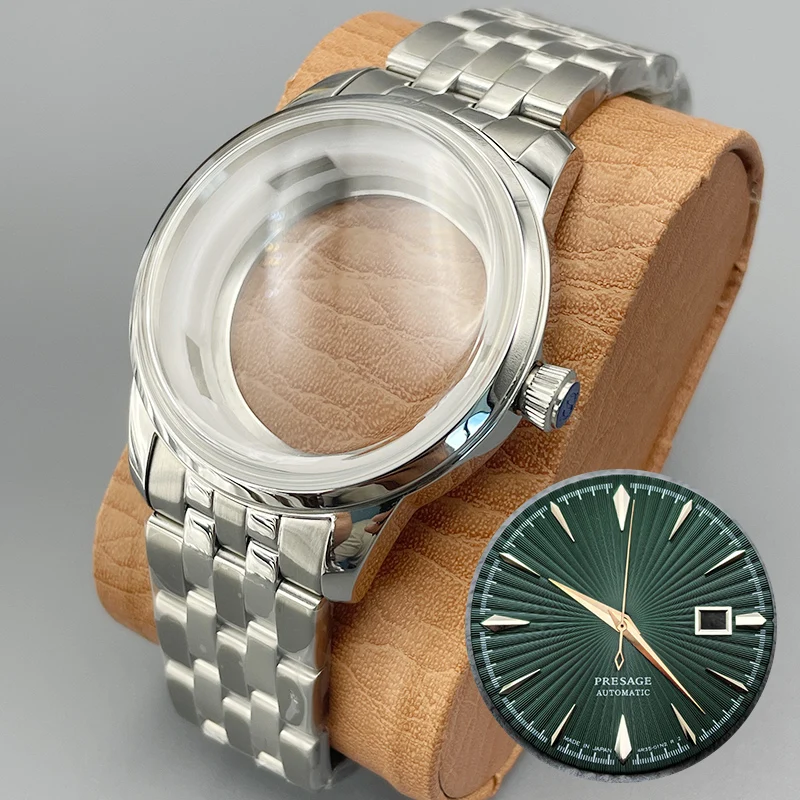 40MM Silver Cocktails Stainless Steel Watch Case Fit NH35 NH36 Movement Arch Glass Transparent Back Cover Cocktails Case