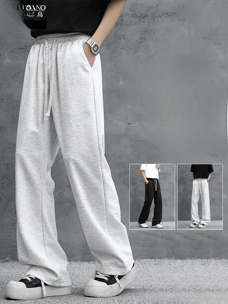 

Повседневные свободные брюки, мужские летние тонкие брюки с завязками, американские брюки-колокольчики, свободный крой, молодежные модные, черные, белые