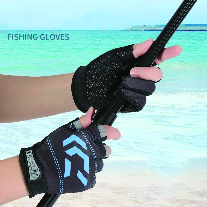 Outdoors Fishing Gloves Three Fingers Bare Fingers Men\'s and Women\'s Gloves Ice Silk Touch Screen Sports Cycling Gloves