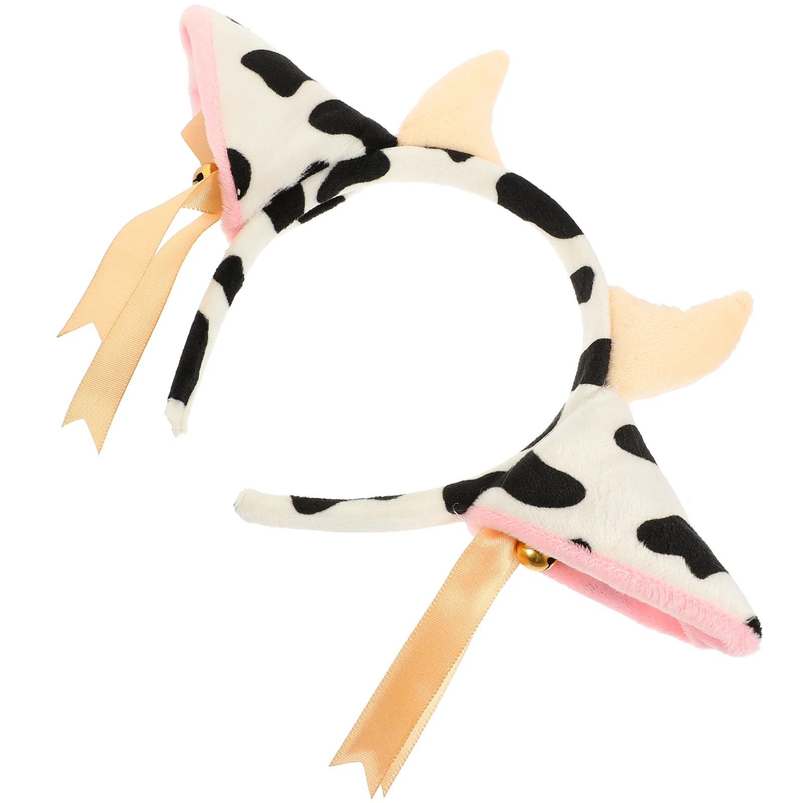 Plush Cow Headband for Party Girls Ribbon Decorative Hair Hoop Bowknot Bell Festival Stage Fabric Baby Halloween Decoration