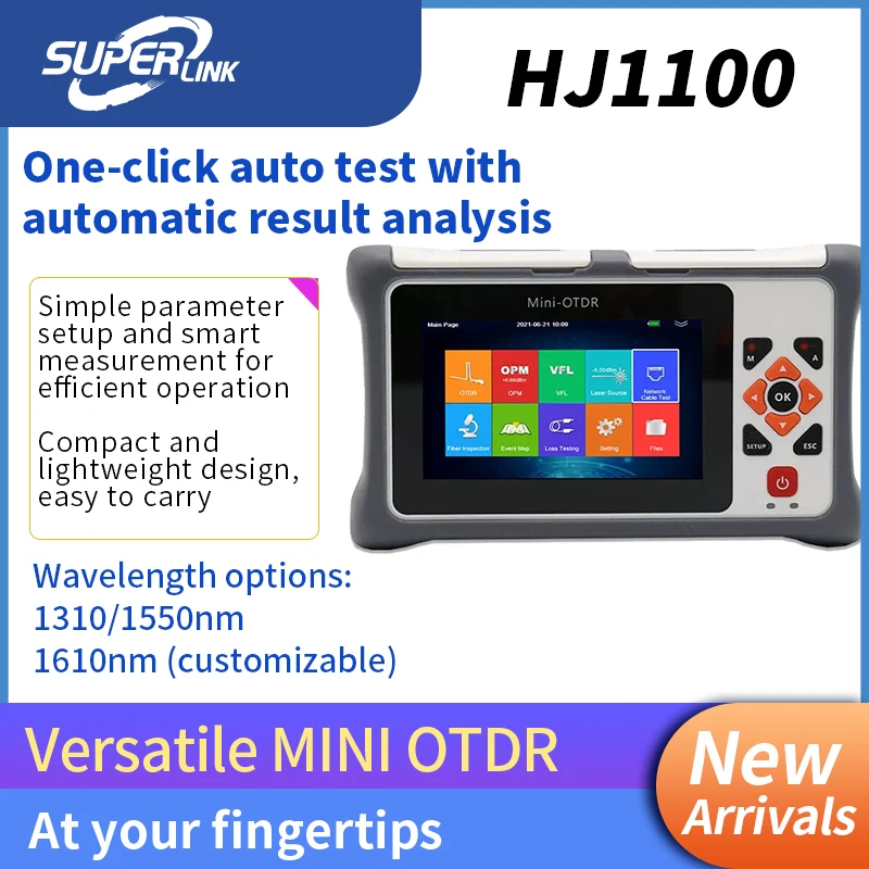 

OTDR Tester - 100km Range, 1310/1550nm Dual Wavelength, 26dB Dynamic, Touch Screen, Live Fiber Testing, Cable Tracer, OPM/VFL
