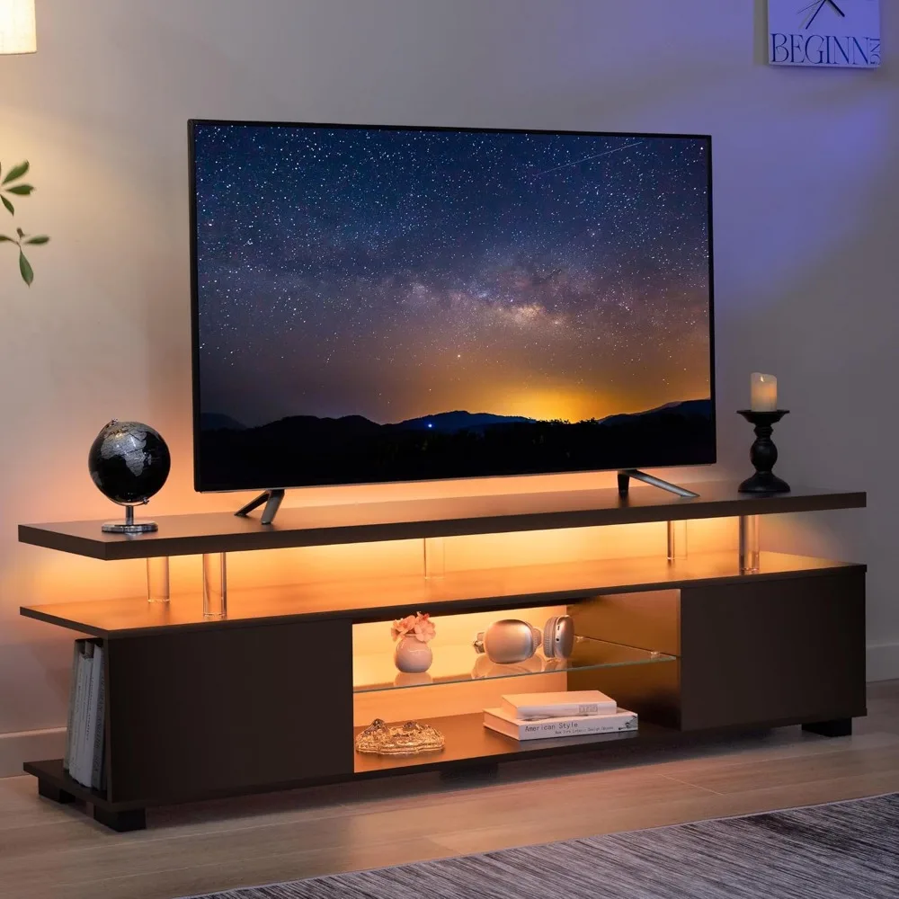 Black Tv Stand,Glas… - image