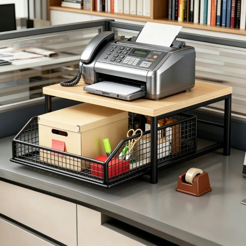Organizzatore da scrivania multifunzionale a doppio strato con cestello scorrevole, scaffale per l’ufficio, per fax, documenti e articoli di cancelleria, ideale per macchine da caffè espresso, capsule