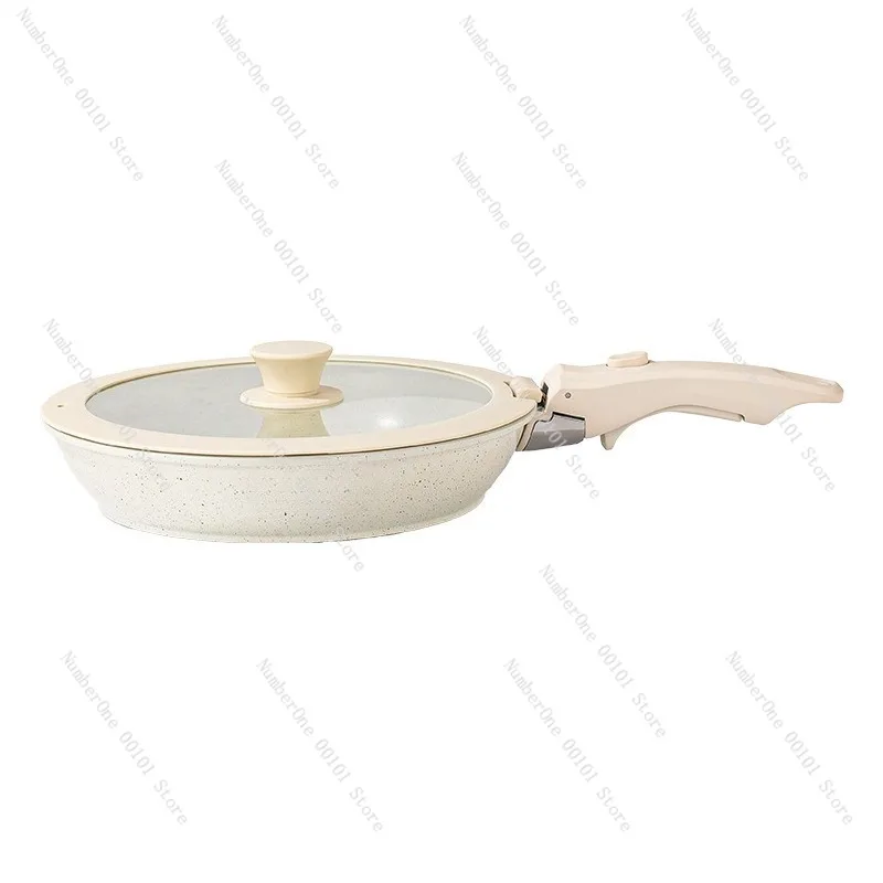 Home Kitchen 8 Piece Cookware Set with Detachable Handle Nonstick Maifan Stone Frying Pan Skillet Saucepan Set for Stir Fry