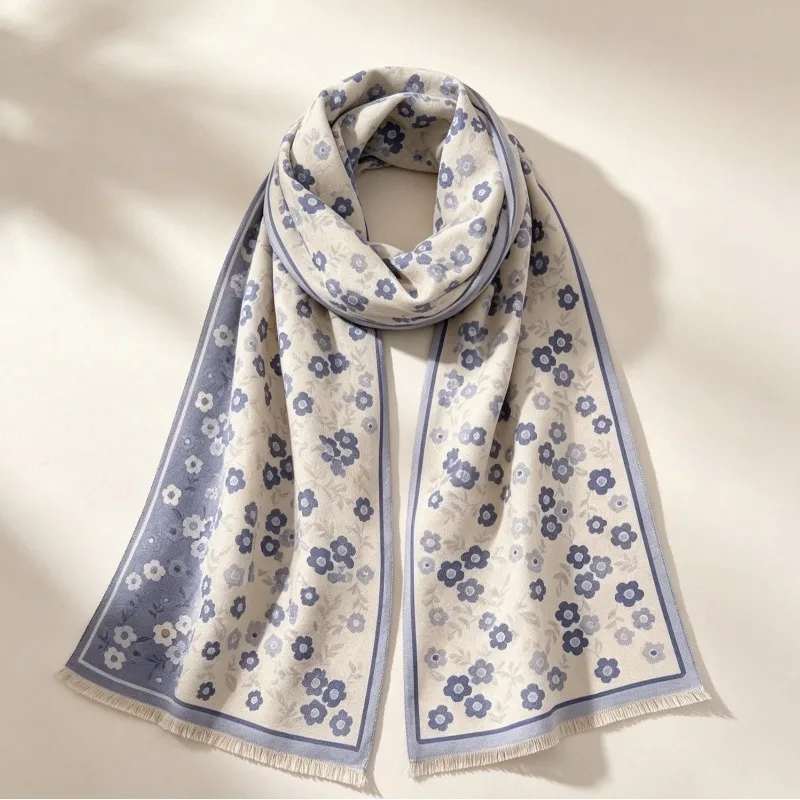 Xiaohua Thickened Scarf Double-sided New Autumn and Winter Warm Scarf Men's and Women's Outer Shawl