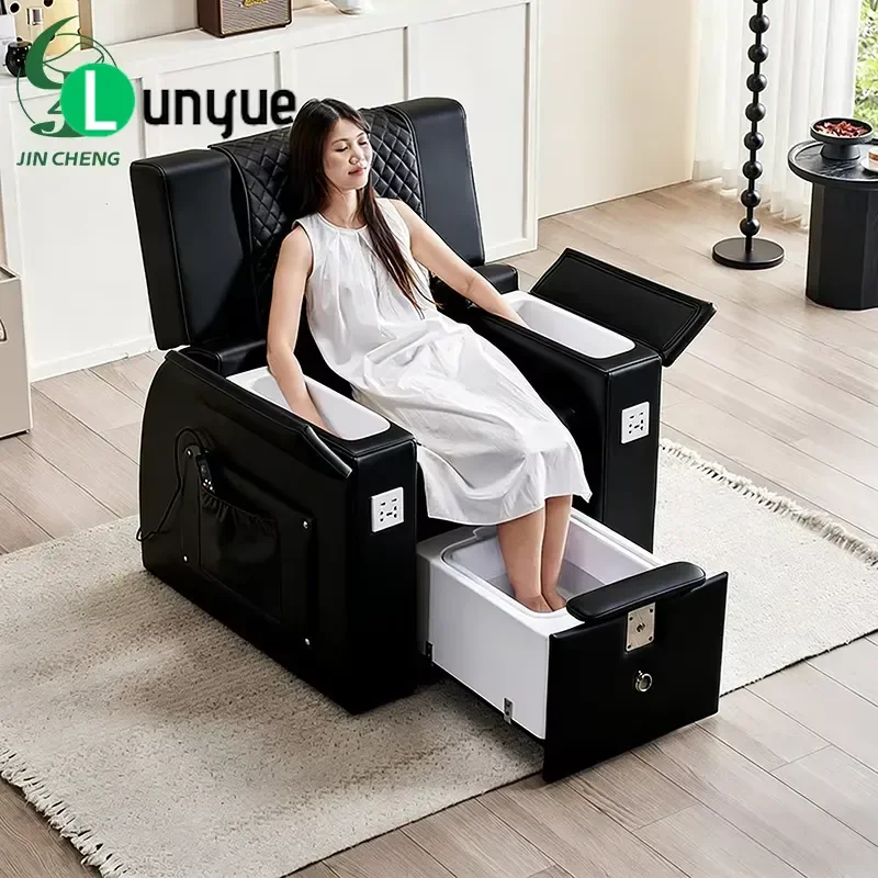 Luxury Black Multi Functional Foot Therapy Basin Chair Tubeless Design for Spa Home Use Comfortable Pedicure Seat