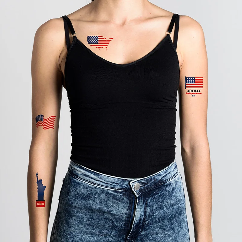 10 Sheets Independence Day American Flag Tattoo Sticker Painting Party Temporary Waterproof Tattoos Stickers Face Body Art Decor