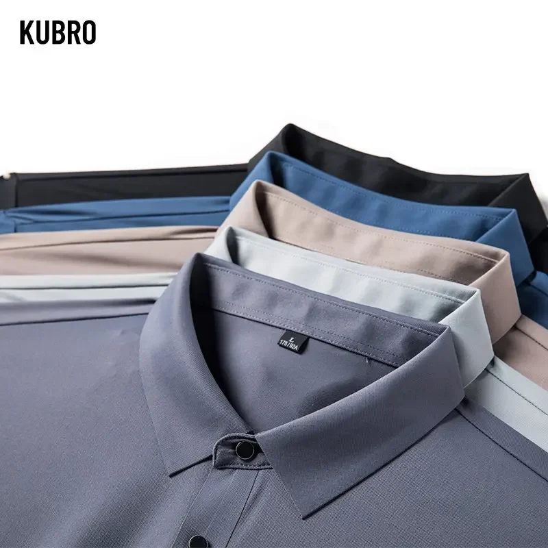 

KUBRO Ice Silk Short Sleeved Polo Shirt Large Men's Breathable Refreshing Self Cultivation Bottom Top Lapel Multi Color Optional