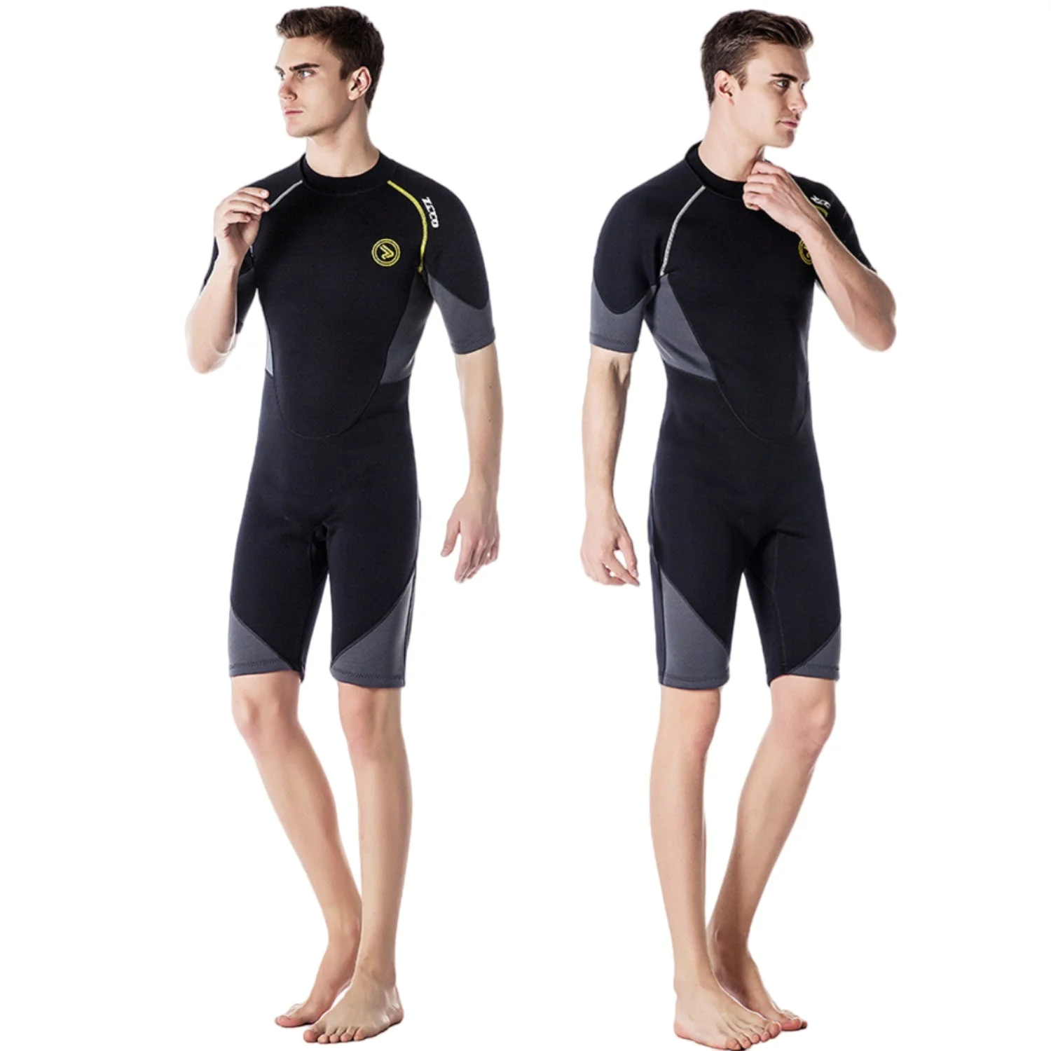 ZCCO Men's Shorty Wetsuits 1.5mm Premium Neoprene Back Zip Short Sleeve for Scuba Diving,Spearfishing,Snorkeling,Surfing