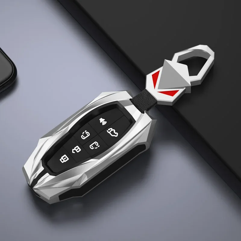 6 Buttons Zinc Alloy Car Key Case Cover For Toyota Sienna 2011-2020 Key Tacoma Smart Keyless Remote Keychain Protector Key Bags