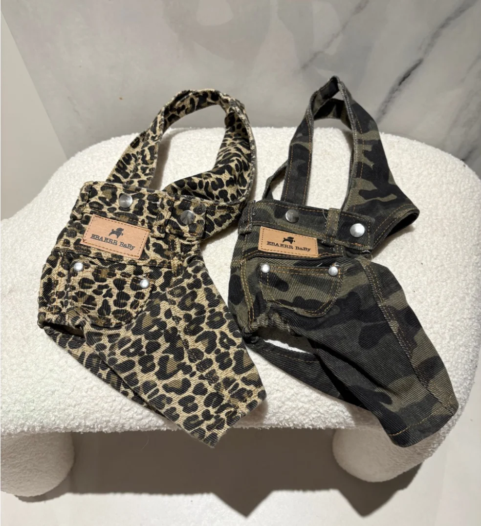 

Super Cool Camouflage Leopard Print Pet Belt Pants Doggy One-Piece Jeans