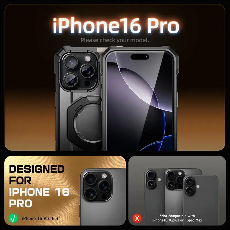 SUPCASE pro iPhone 16 pro pouzdro s kamera ovládání zachytit knoflík UB úchop těžký celní poplatek drsný magnetický telefon pouzdro s stánek