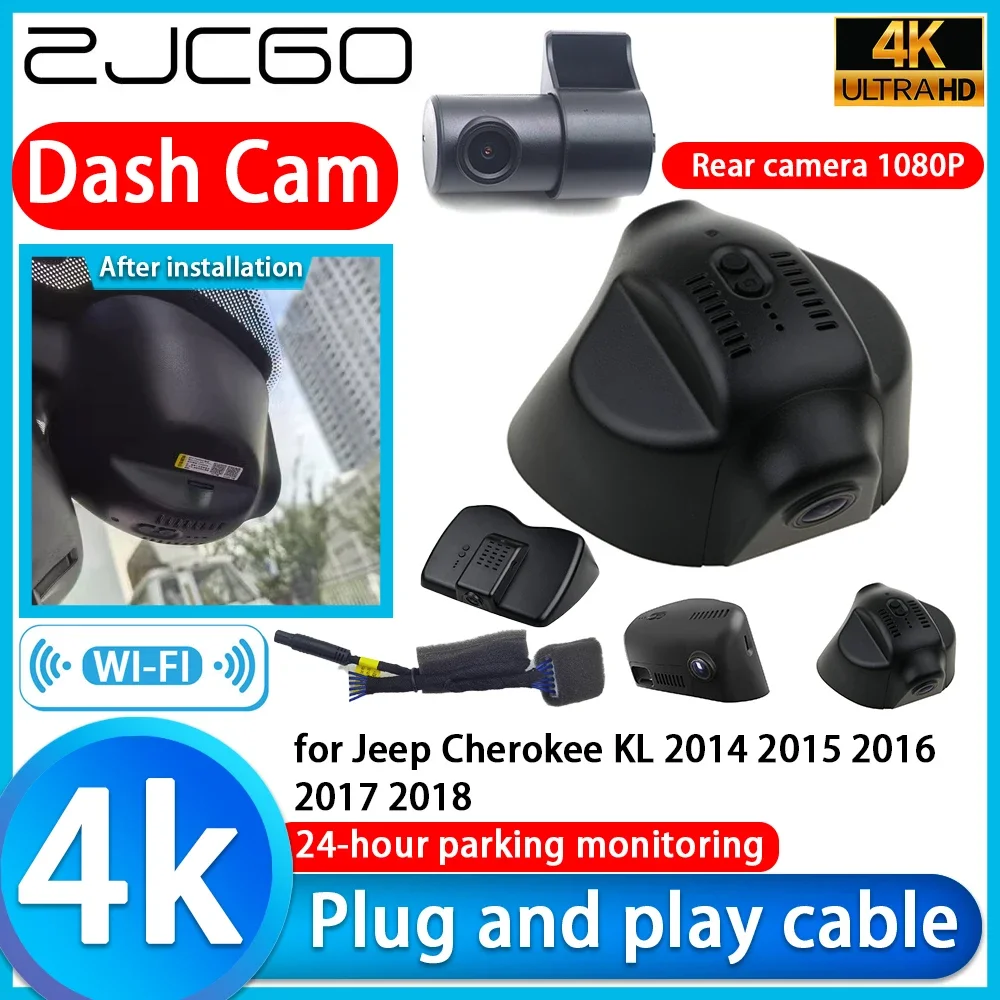 ZJCGO Video Recorder 4K UHD Plug and Play DVR Dash Cam for Jeep Cherokee KL 2014 2015 2016 2017 2018