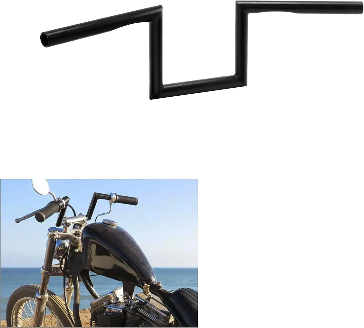 

1" Z-Bars Handlebar Fit For Harley Yamaha Chopper Cruisers Bobber Matte Black