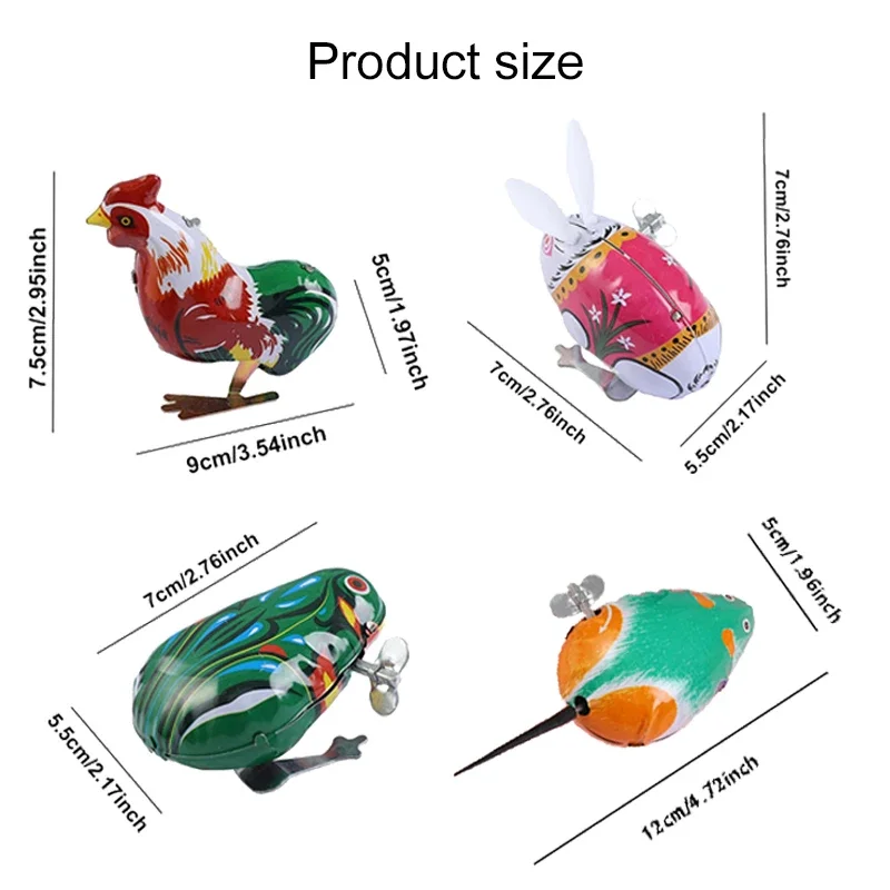Wind-up Toys Clockwork Tin Frog Rabbit Mouse Tiger Children Game Prizes Gifts TMZ