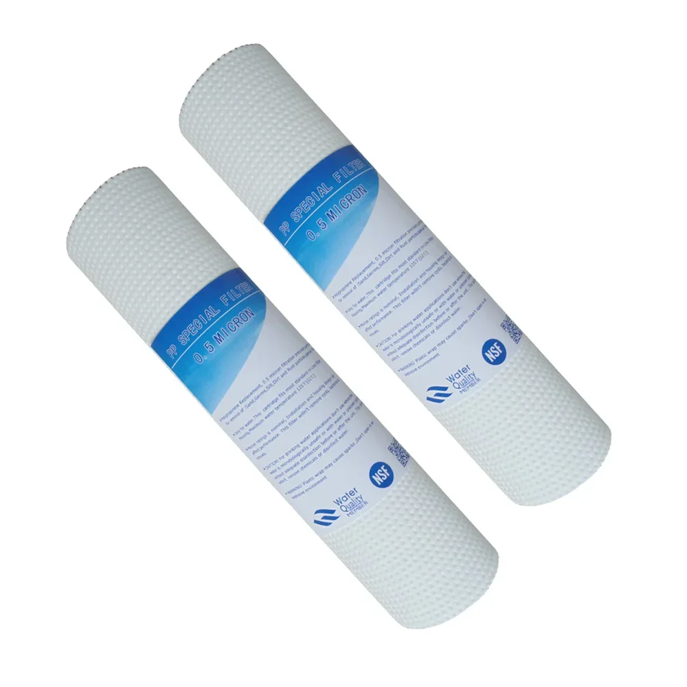 2pcs 10 Inch PP Cotton Acupuncture 0.5 Micron Sediment Filter Water Purifier Common Front Filter Cartridge Aquarium