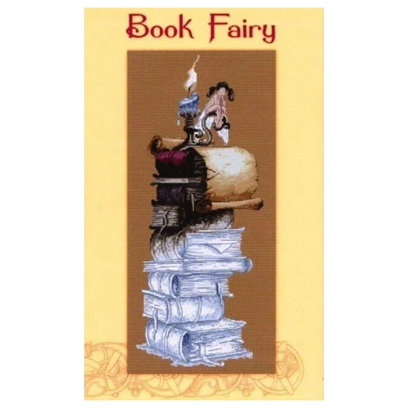 Amishop Gold Collection Counted Cross Stitch Kit Book Fairy Girl Wizard Candle Light Reading