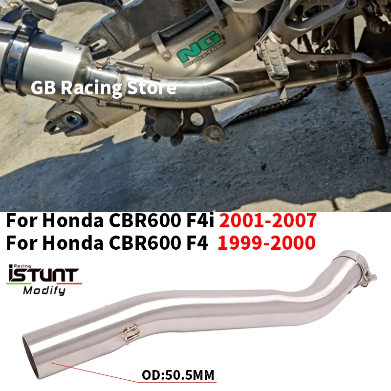 Slip For CBR600 F4i 2001-2007 Motorcycle Escape Exhaust Modified 51mm interface Middle Link Pipe For Honda CBR600 F4 1999-2000